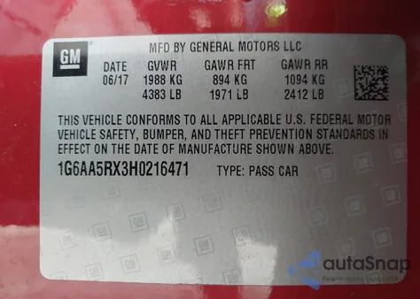 2017 Cadillac Ats Standard from USA, damaged, VIN 1G6AA5RX3H0216471